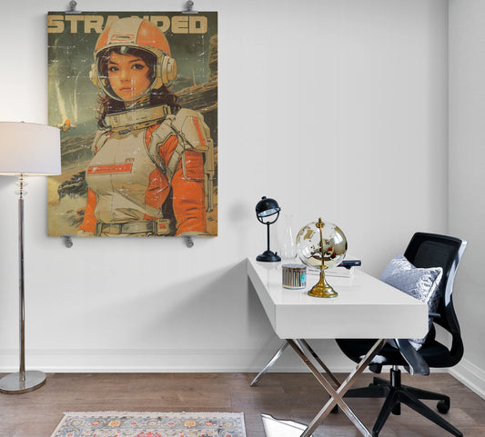 Moebius Astronaut 80s style on Papier Froissé (Wrinkled paper)