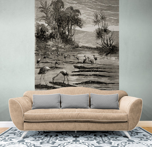 Tropical Flamingos Vintage wall hanging