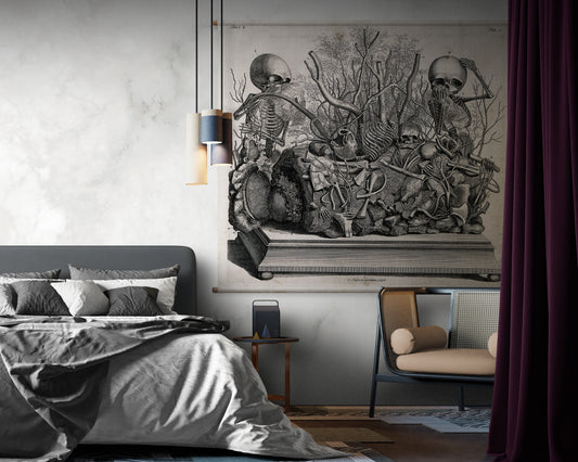 Anatomy tableau textile wall hanging