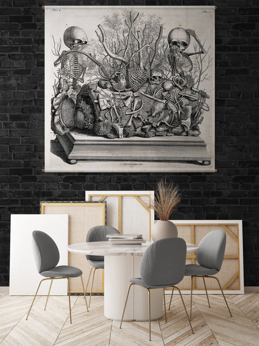 Anatomy tableau textile wall hanging