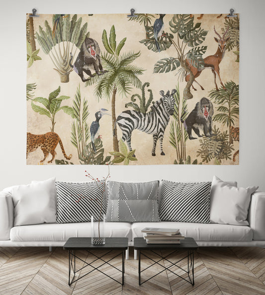 Vintage wildlife animals on Papier froissé (Wrinkled paper)