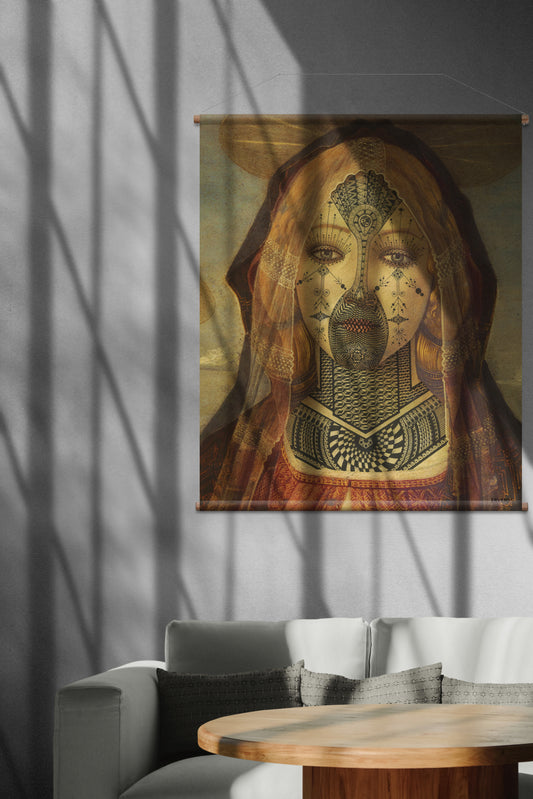 The Virgin and Child with Saint John and an angel Vintage Wallhanging