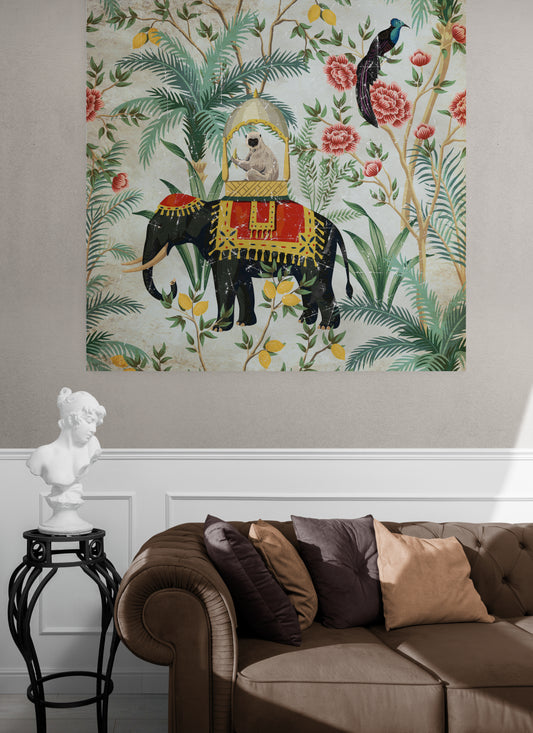 Indian Elephant on Papier Froissé (Wrinkled paper)