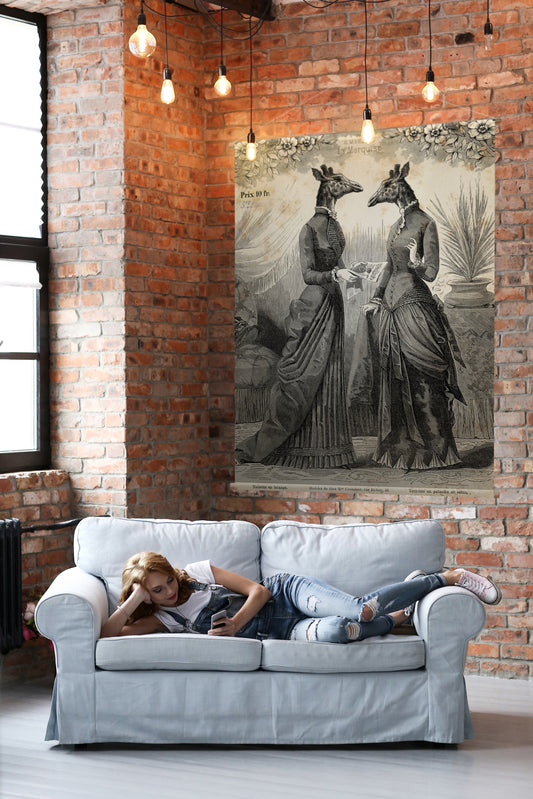 Dressed Giraffes Vintage wall hanging