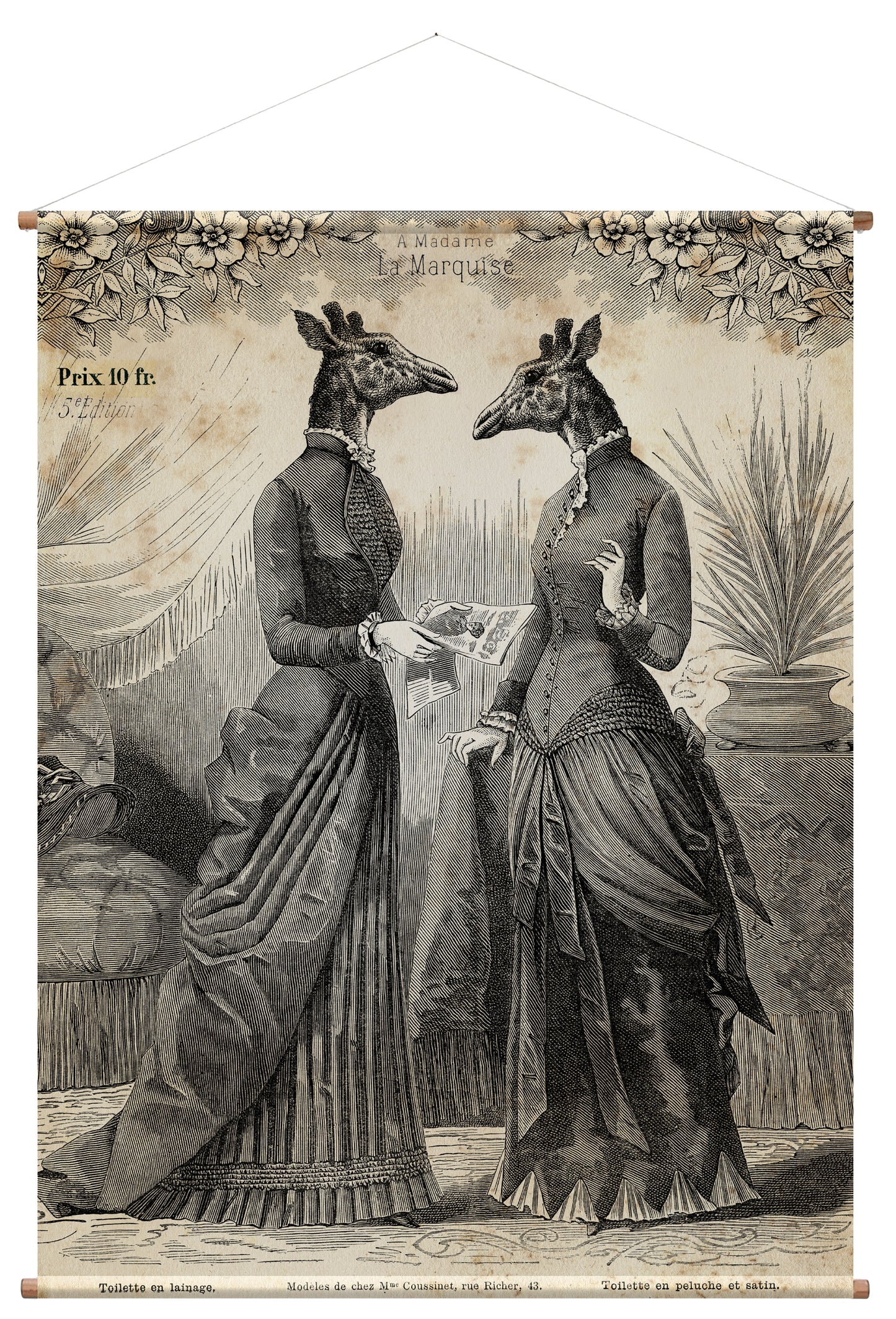 Dressed Giraffes Vintage wall hanging