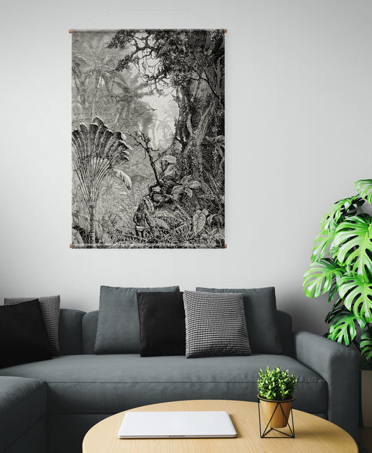 Native Indian in the Jungle textile wall hanging