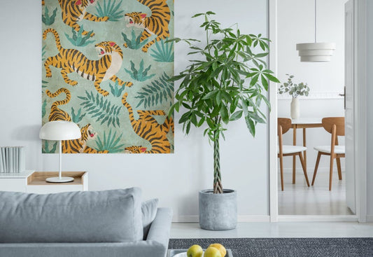 Green Naif Tigers on Papier froissé (Wrinkled paper)