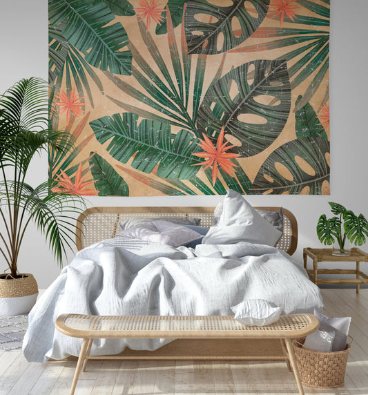 Tropical leaves Brasil on Papier froissé (Wrinkled paper)