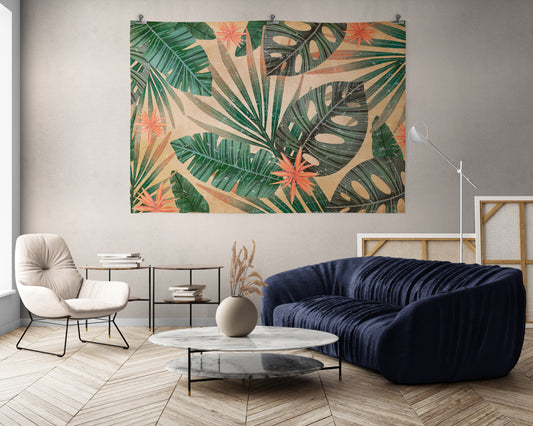 Tropical leaves Brasil on Papier froissé (Wrinkled paper)