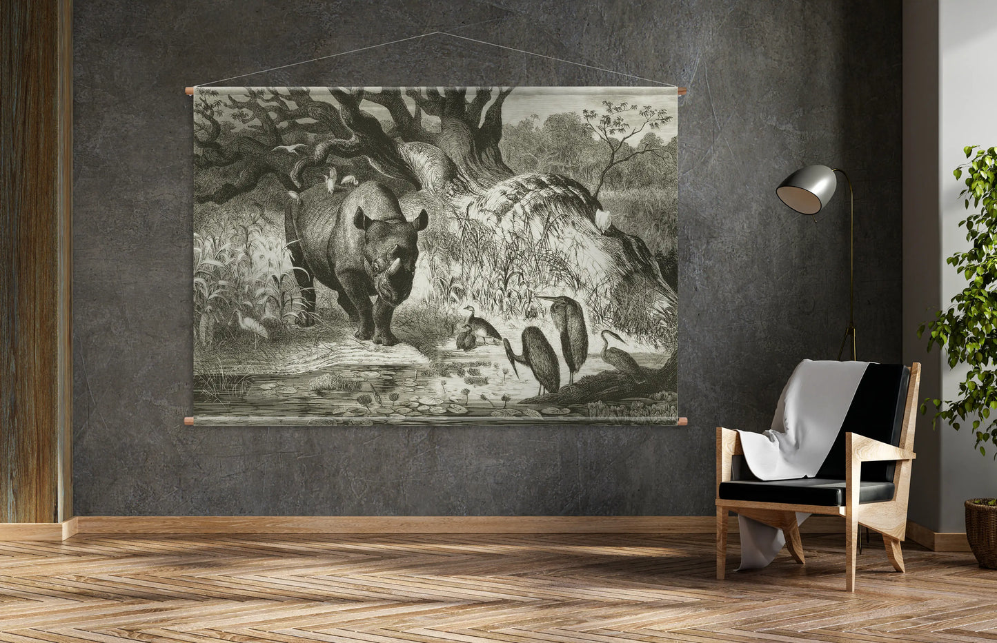 Le Rhinoceros Jungle wall hanging