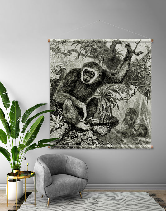 Gibbon (Hylobates Lar) Jungle wall hanging