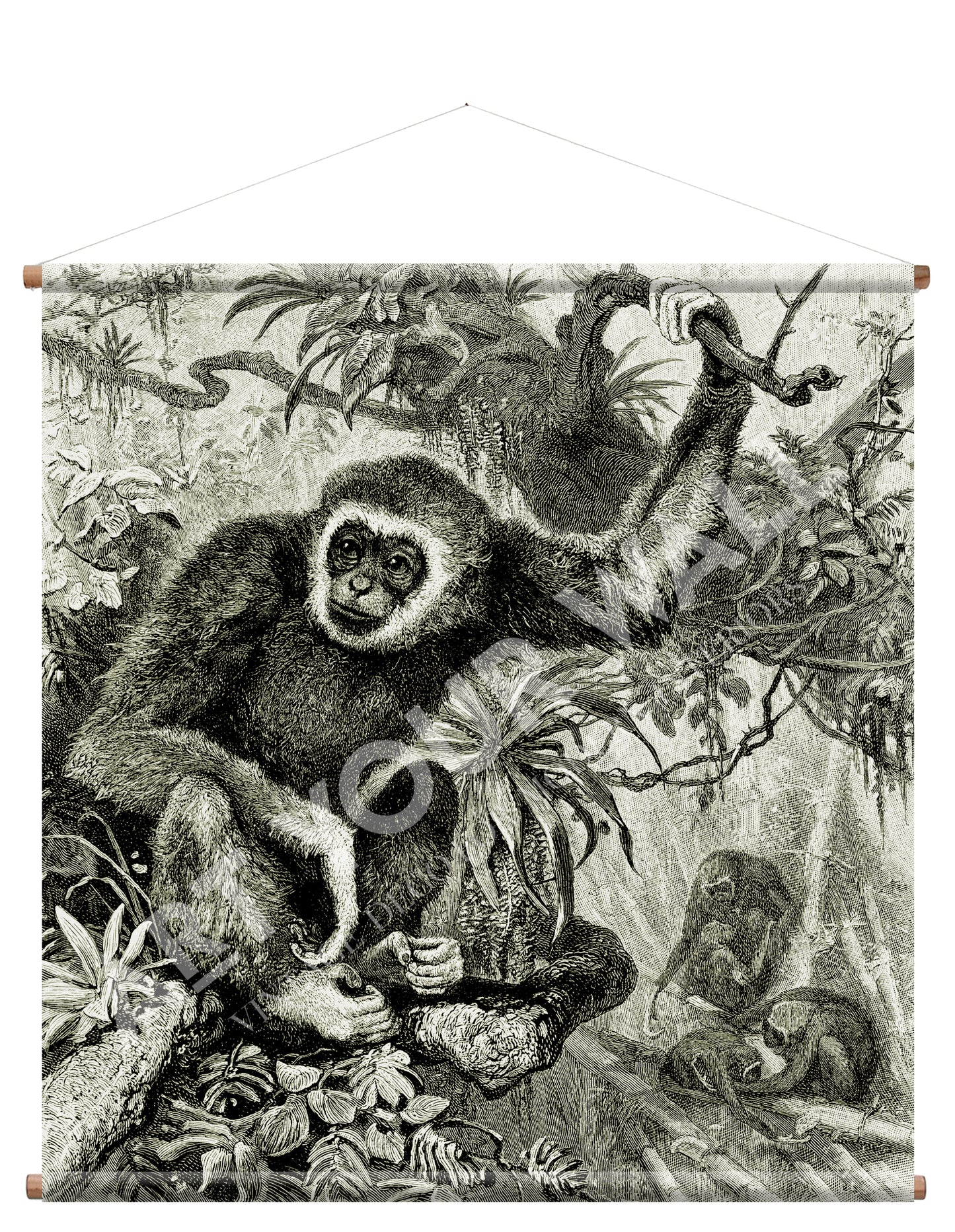 Gibbon (Hylobates Lar) Jungle wall hanging