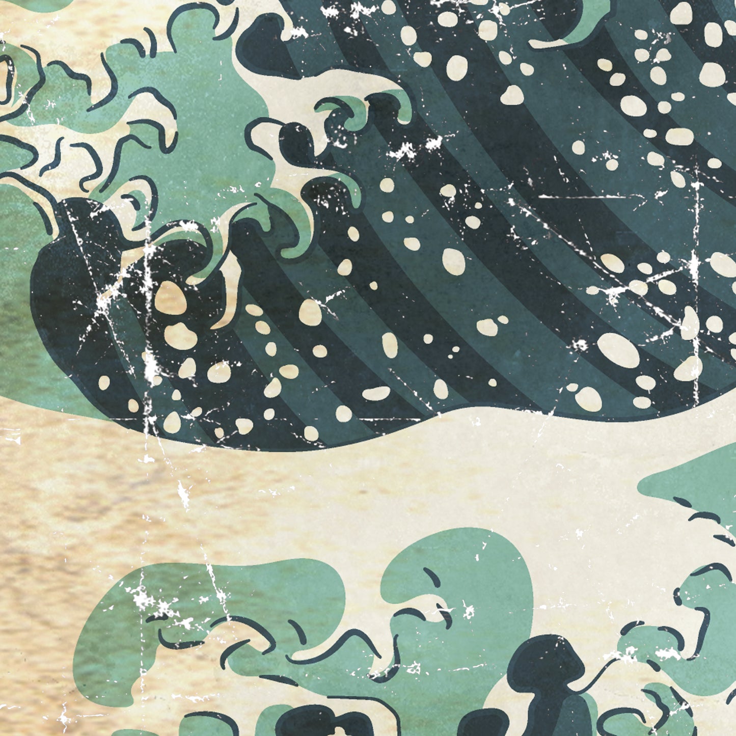 Kanagawa Wave on Papier froissé (Wrinkled paper)