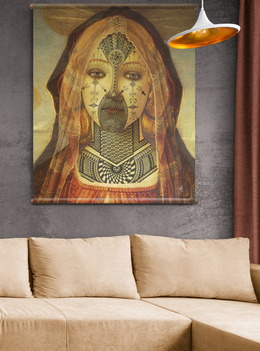 The Virgin and Child with Saint John and an angel Vintage Wallhanging