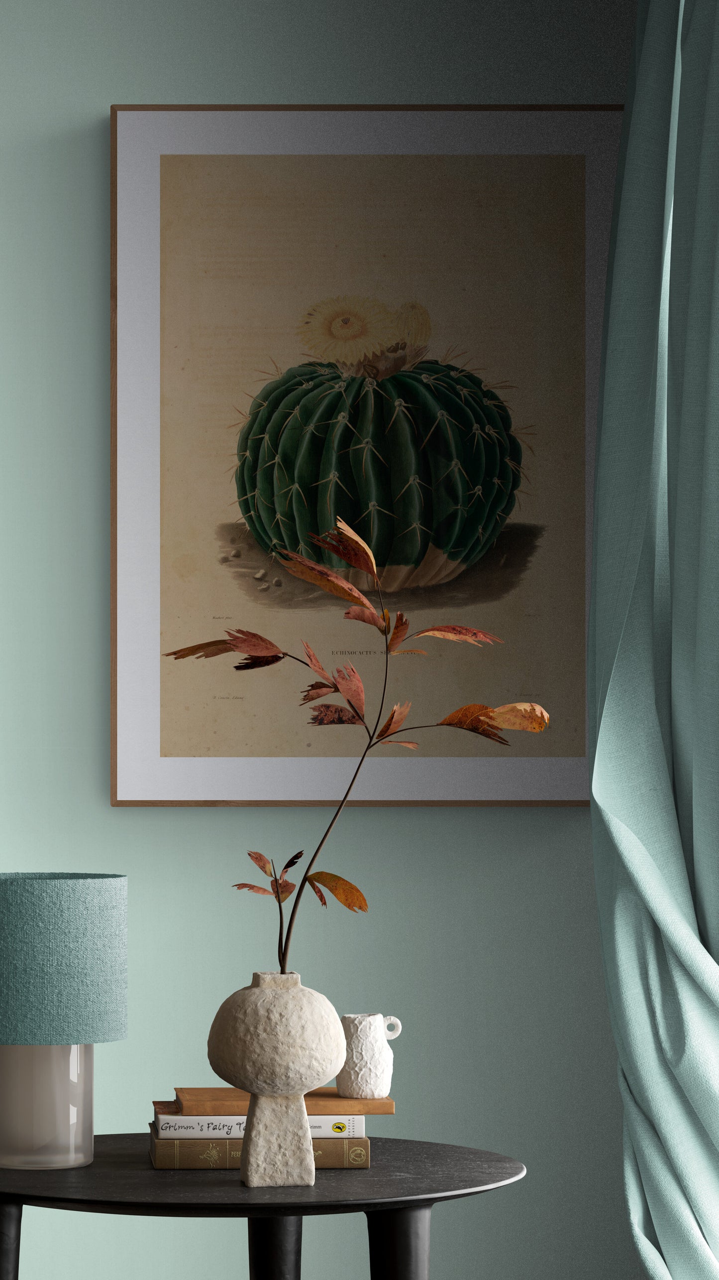 A Yellow flowering Cactus (Echinocactus Sellowianus) Poster