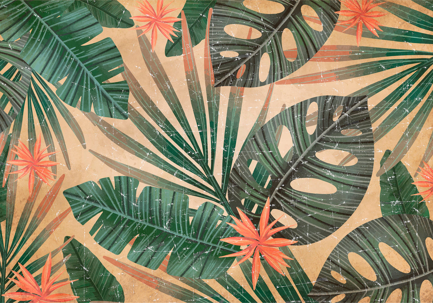 Tropical leaves Brasil on Papier froissé (Wrinkled paper)