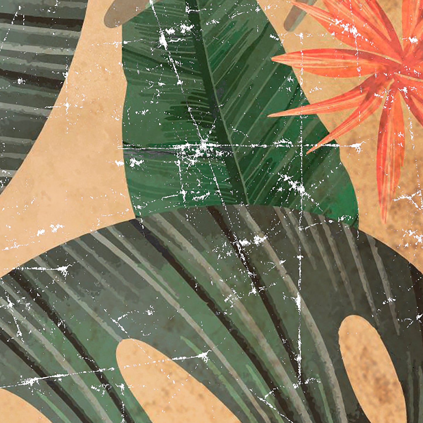 Tropical leaves Brasil on Papier froissé (Wrinkled paper)